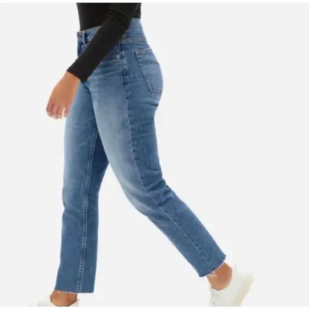 Everlane The Curvy Cheeky Straight Jean Raw Hem High Rise Denim 26 Ankle